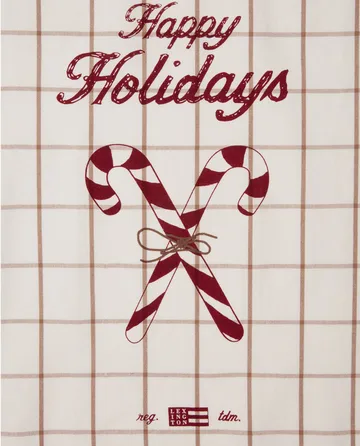 Candy Cane Organic Cotton viskestykke 50x70 cm - White/Beige/Gray - Lexington