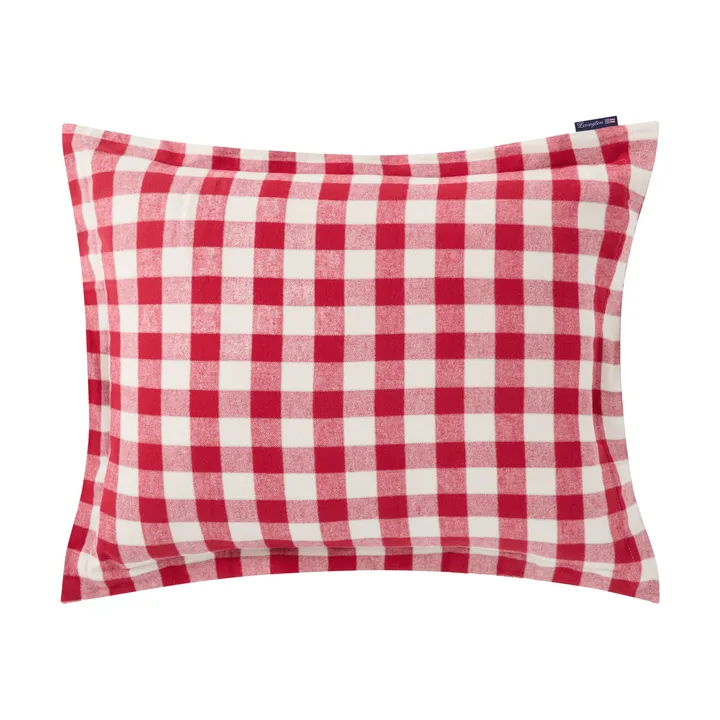 Checked Cotton Flannel pudebetræk 50x60 cm - Red-light beige - Lexington