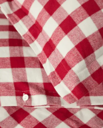Checked cotton flannel sengesæt - Red-light beige, 2 stk 50x60 cm/220x220 cm - Lexington