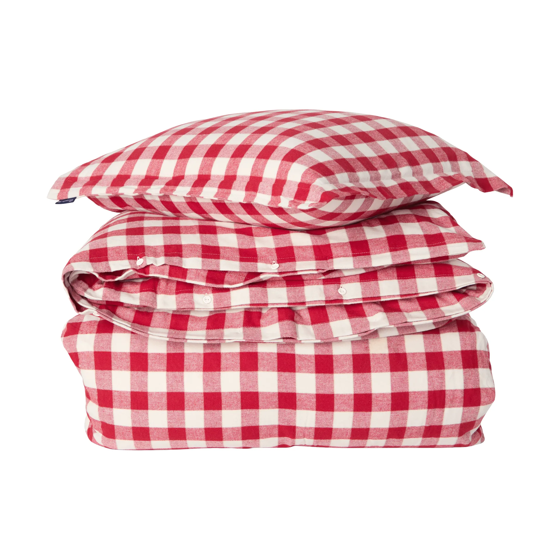 Lexington Checked cotton flannel sengesæt Red-light beige, 50x60 cm/150x210 cm