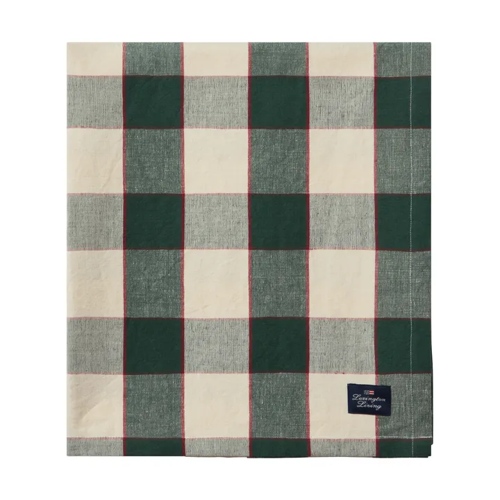 Checked Cotton Linen borddug 150x250 cm - Green-light beige-red - Lexington