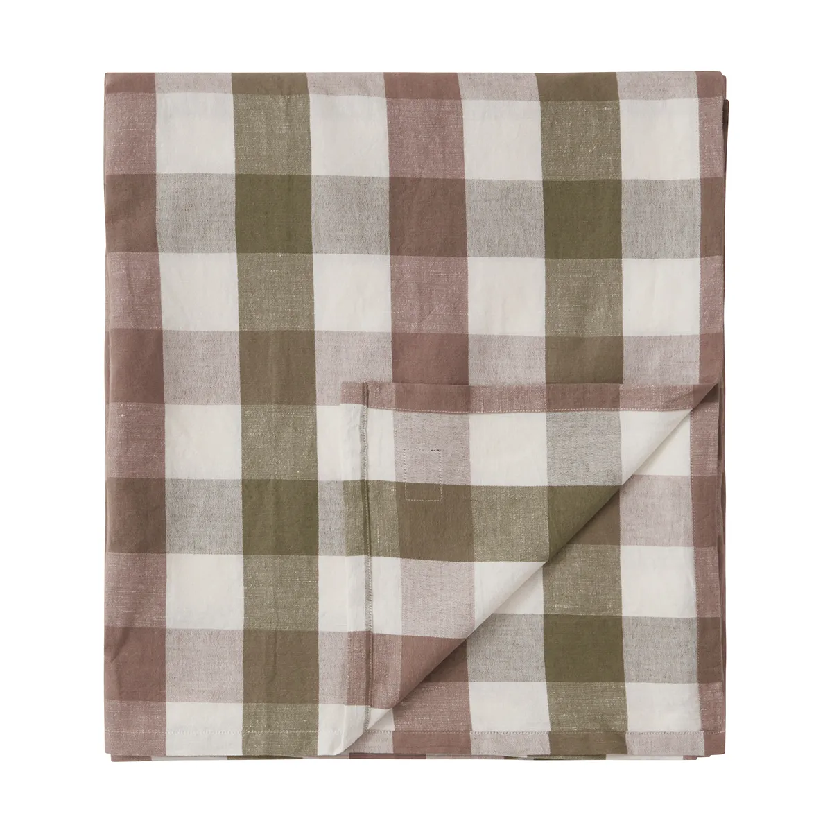 Checked Cotton Linen borddug 150x350 cm, Olive Lexington