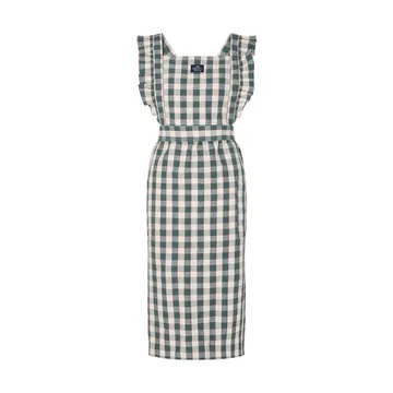 Checked cotton linen forklæde - Green-Light beige-red - Lexington