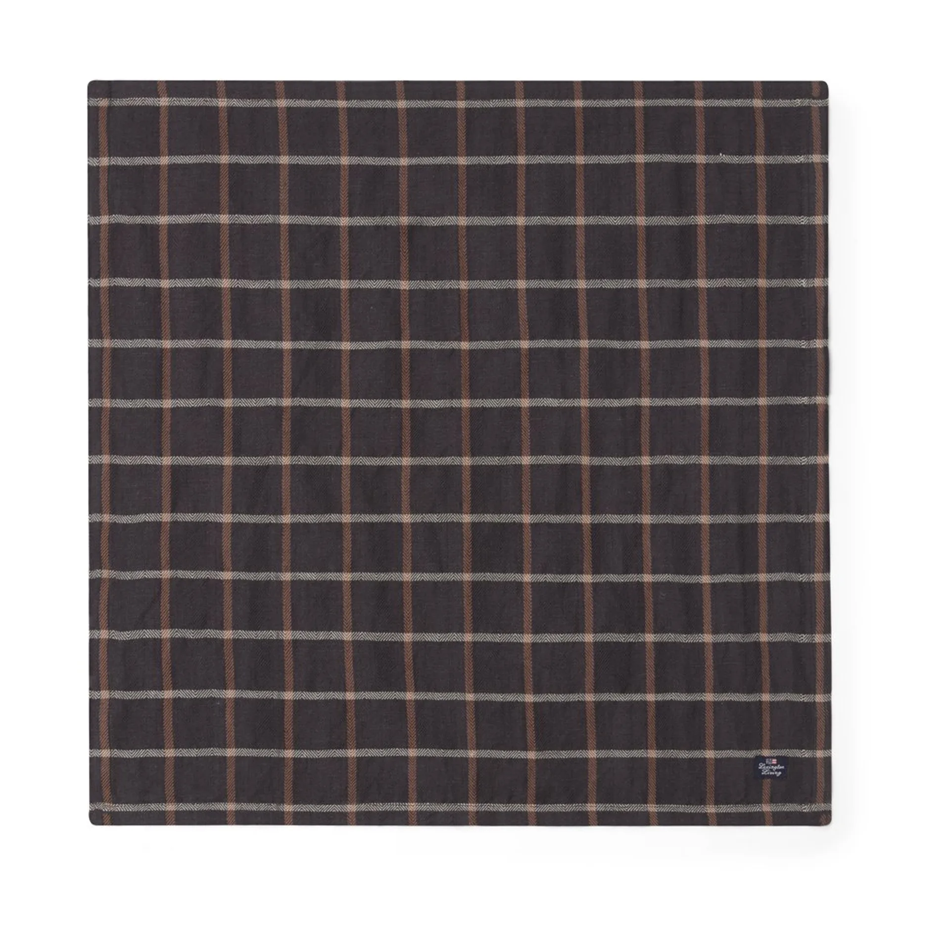 Checked Cotton Linen stofserviet 50x50 cm, Dark gray/Beige Lexington