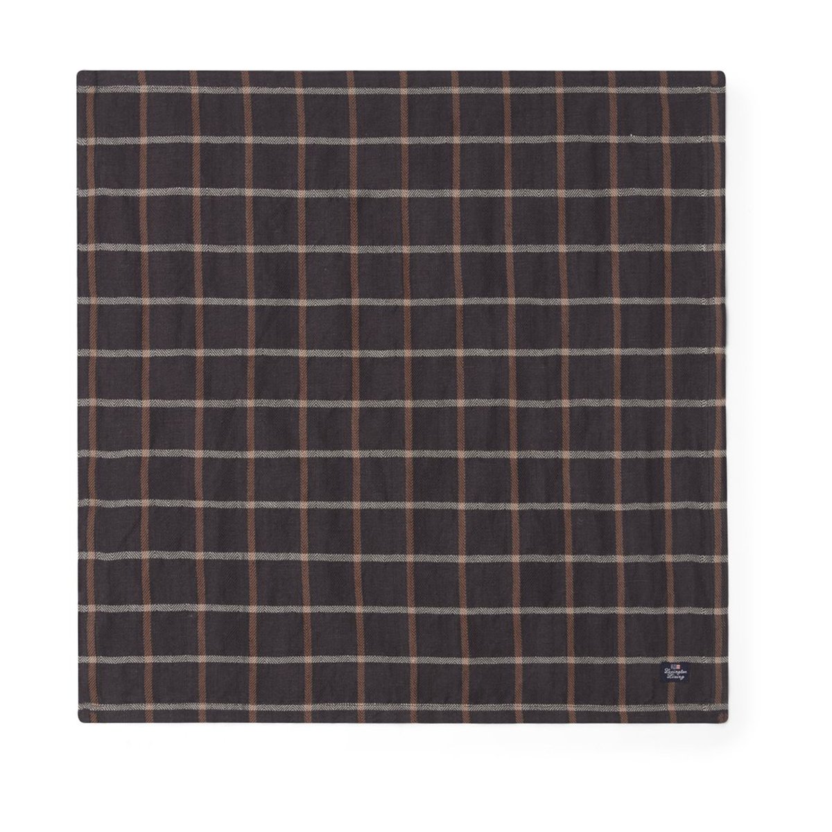 Lexington Checked Cotton Linen stofserviet 50×50 cm Dark gray/Beige