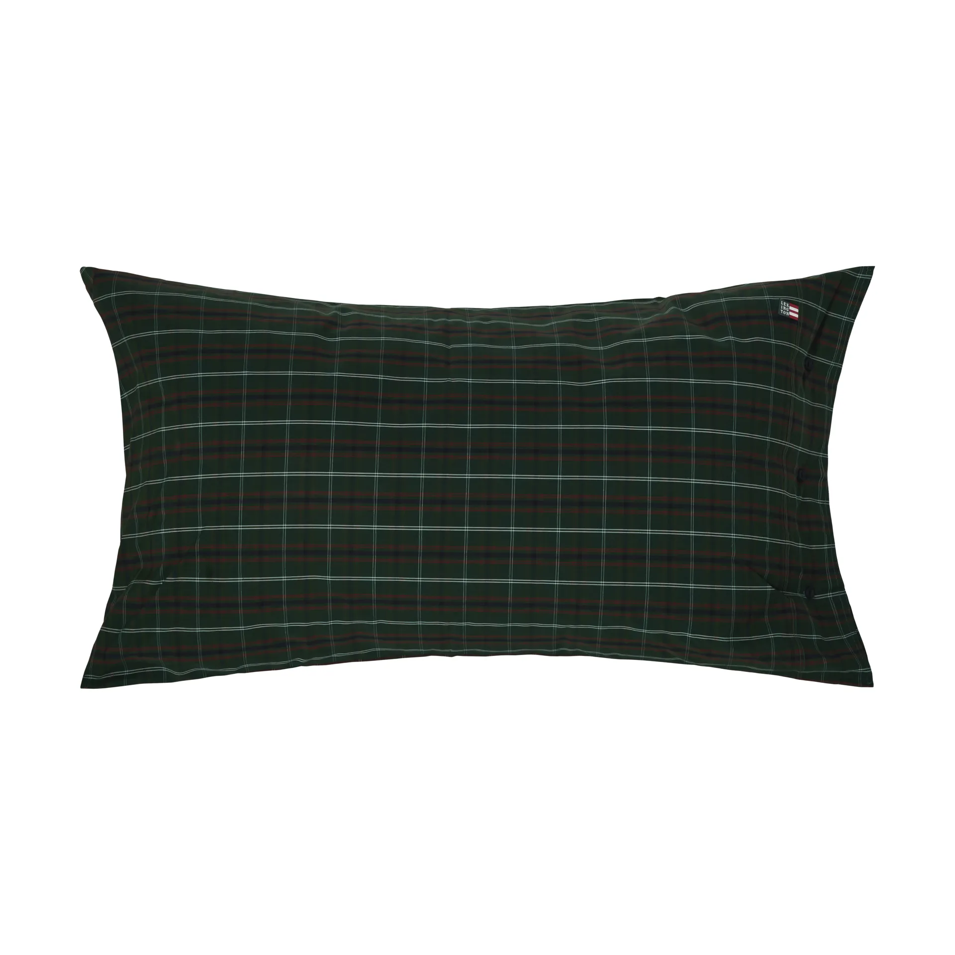 Lexington Checked cotton percale pudebetræk Green-navy, 50x90 cm