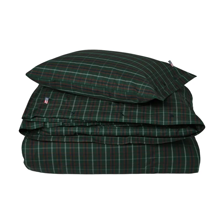 Checked cotton percale sengesæt - Green-navy, 2 stk 50x60 cm/1 stk 220x220 cm - Lexington