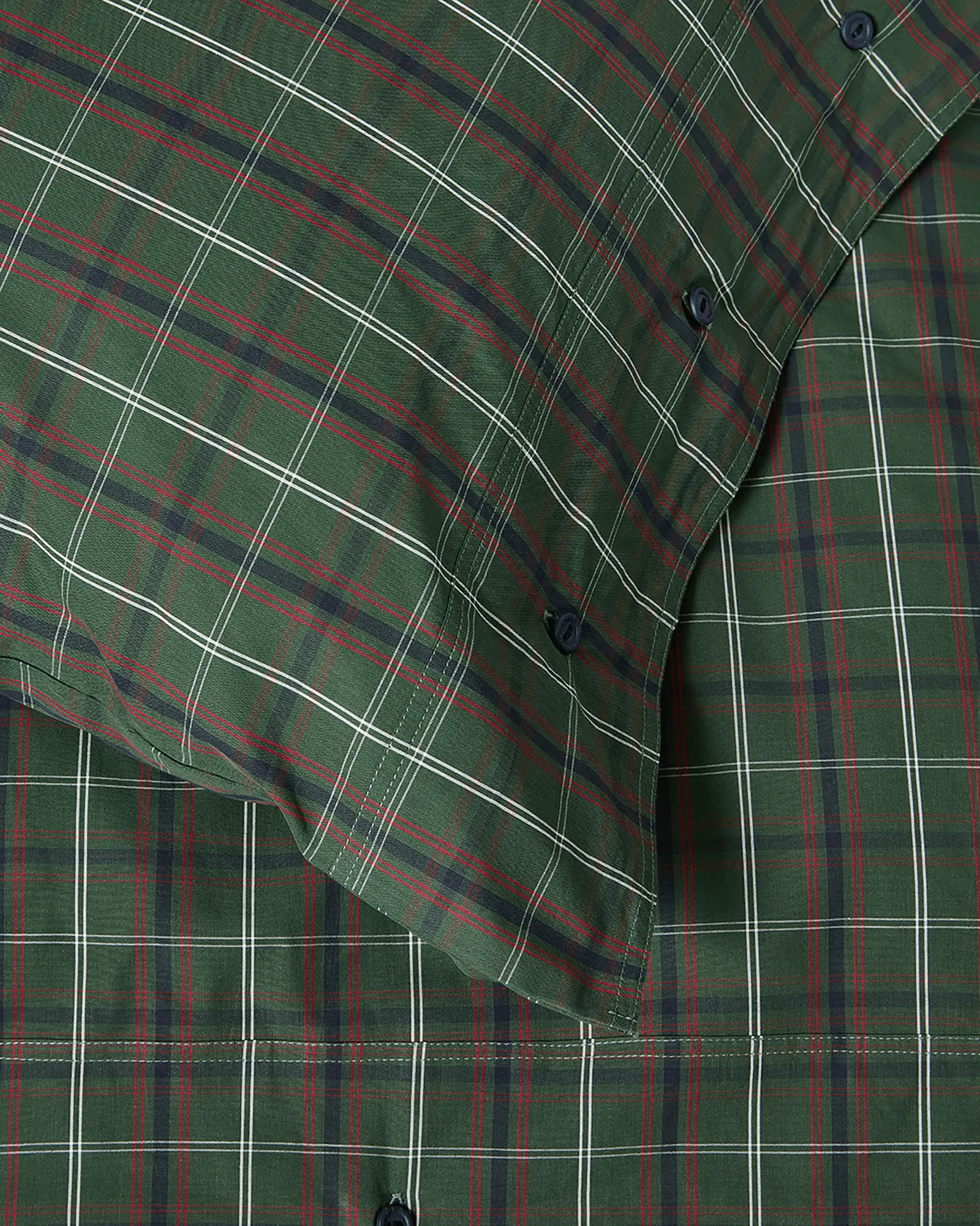 Checked cotton percale sengesæt, Green-navy, 2 stk 50x60 cm/1 stk 220x220 cm Lexington