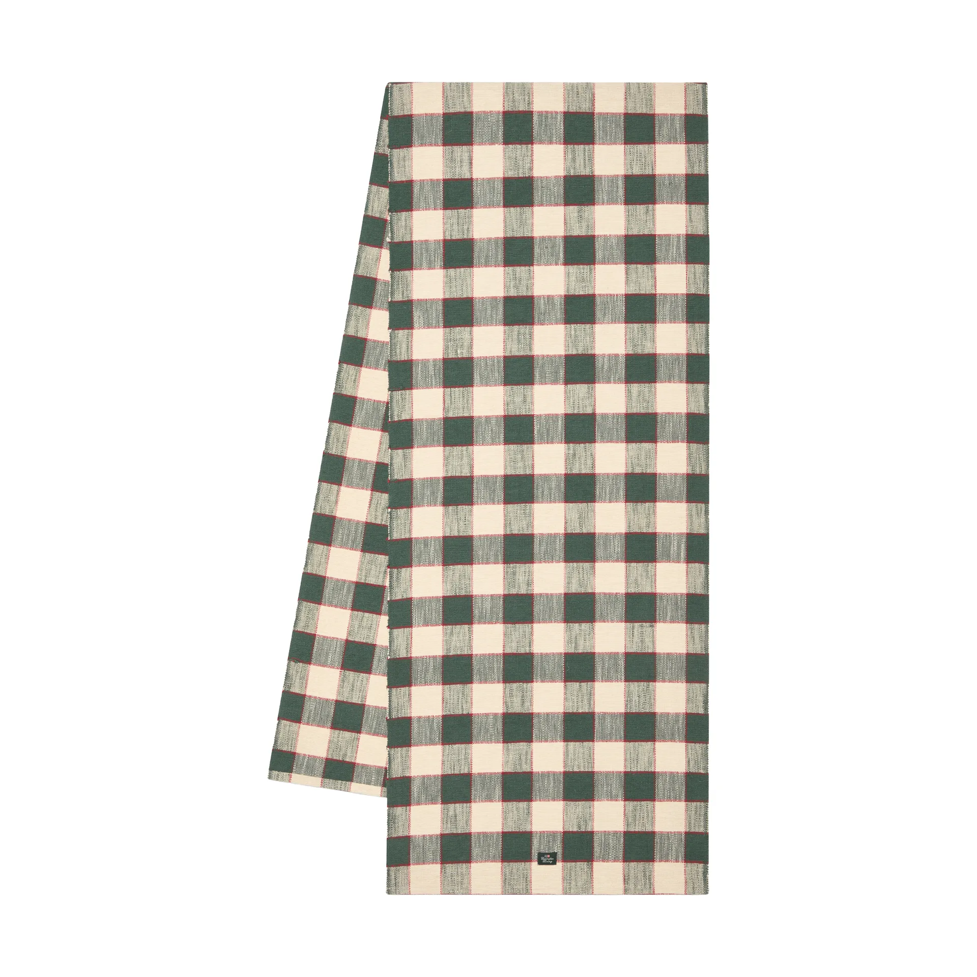 Lexington Checked økologisk bomuld løber Green-Light beige-red, 50x150 cm