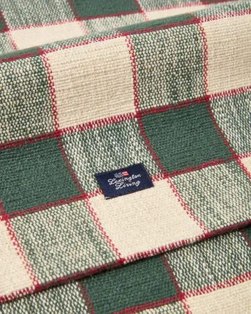 Checked økologisk bomuld løber - Green-Light beige-red, 50x250 cm - Lexington