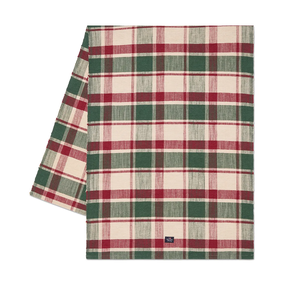 Checked økologisk bomuld løber, Green-red-beige, 50x150 cm Lexington