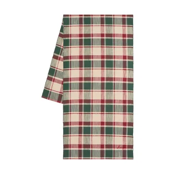 Checked økologisk bomuld løber - Green-red-beige, 50x150 cm - Lexington