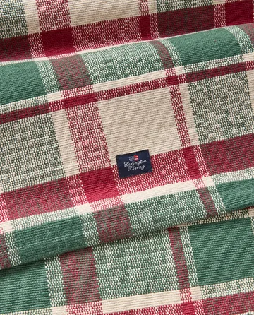 Checked økologisk bomuld løber - Green-red-beige, 50x150 cm - Lexington