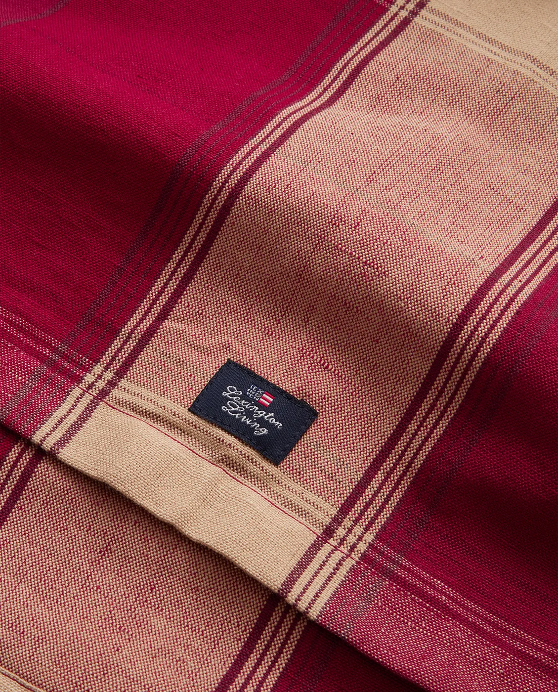 Checked linen-cotton løber 50x2350 cm, Rød-beige Lexington