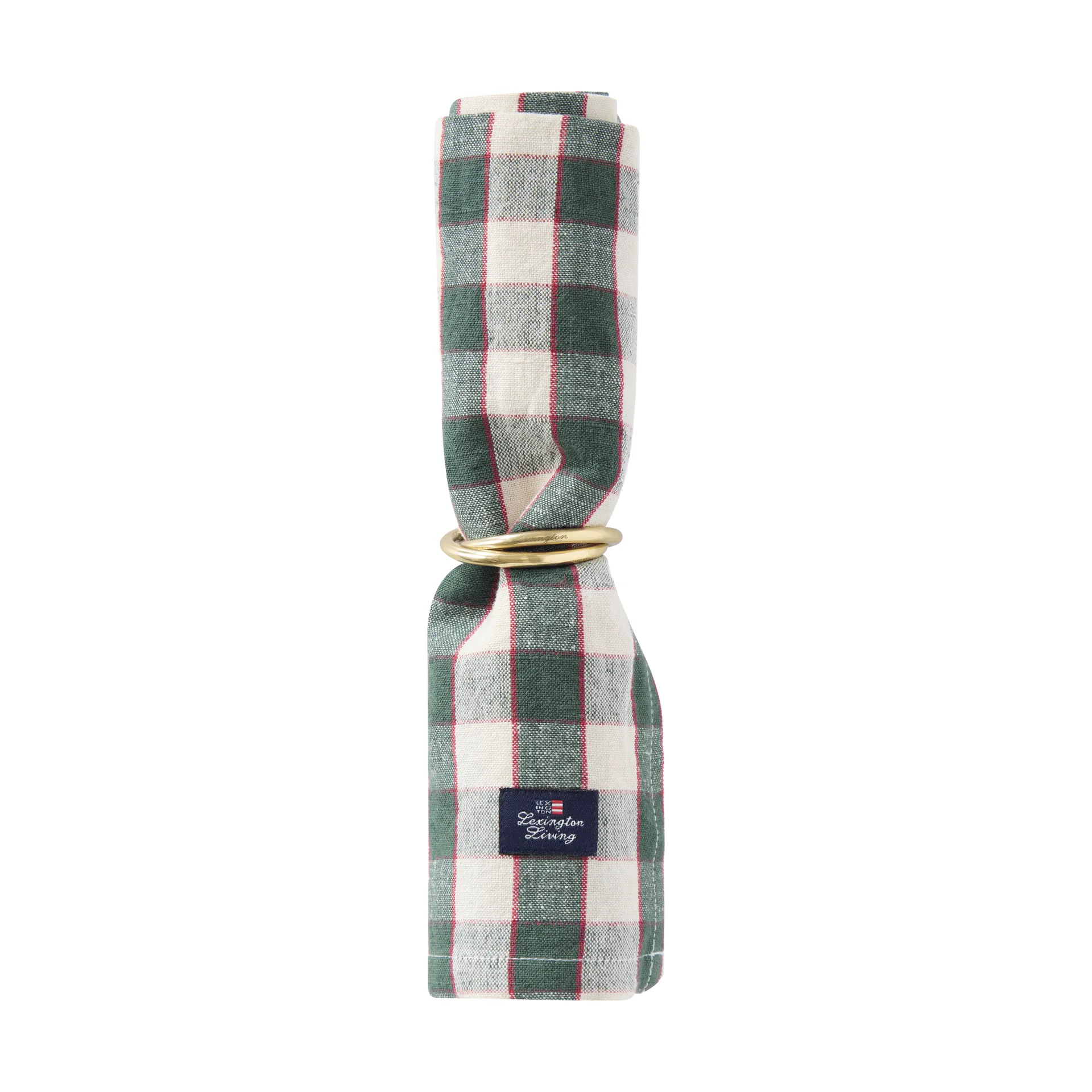 Lexington Checked Linen/Cotton stofserviet 50x50 cm Green-light beige-red