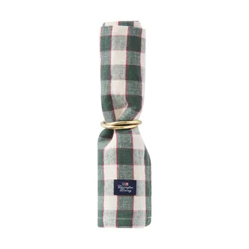 Checked Linen/Cotton stofserviet 50x50 cm - Green-light beige-red - Lexington
