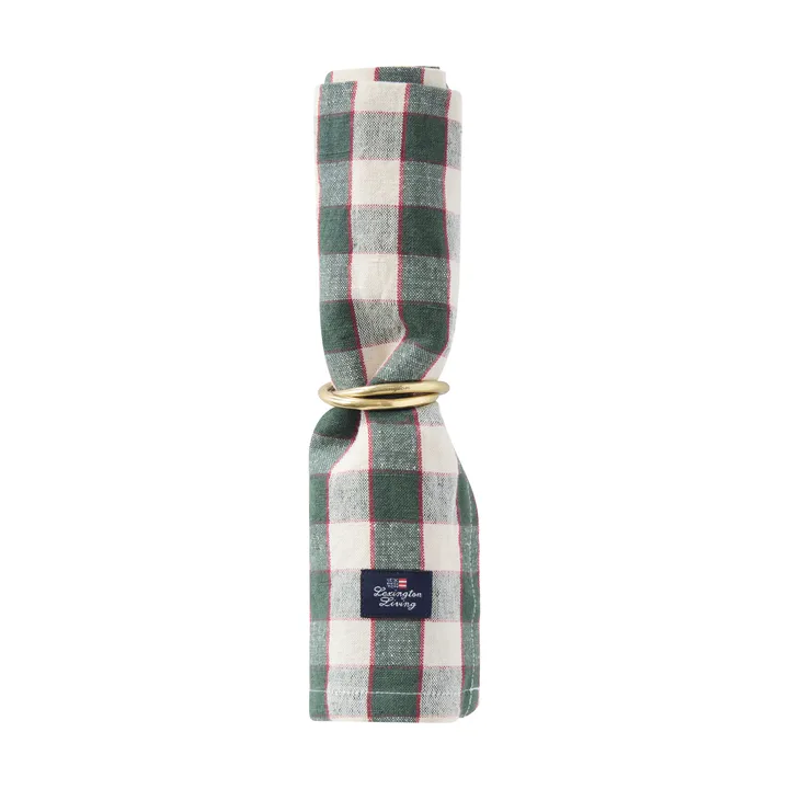 Checked Linen/Cotton stofserviet 50x50 cm - Green-light beige-red - Lexington