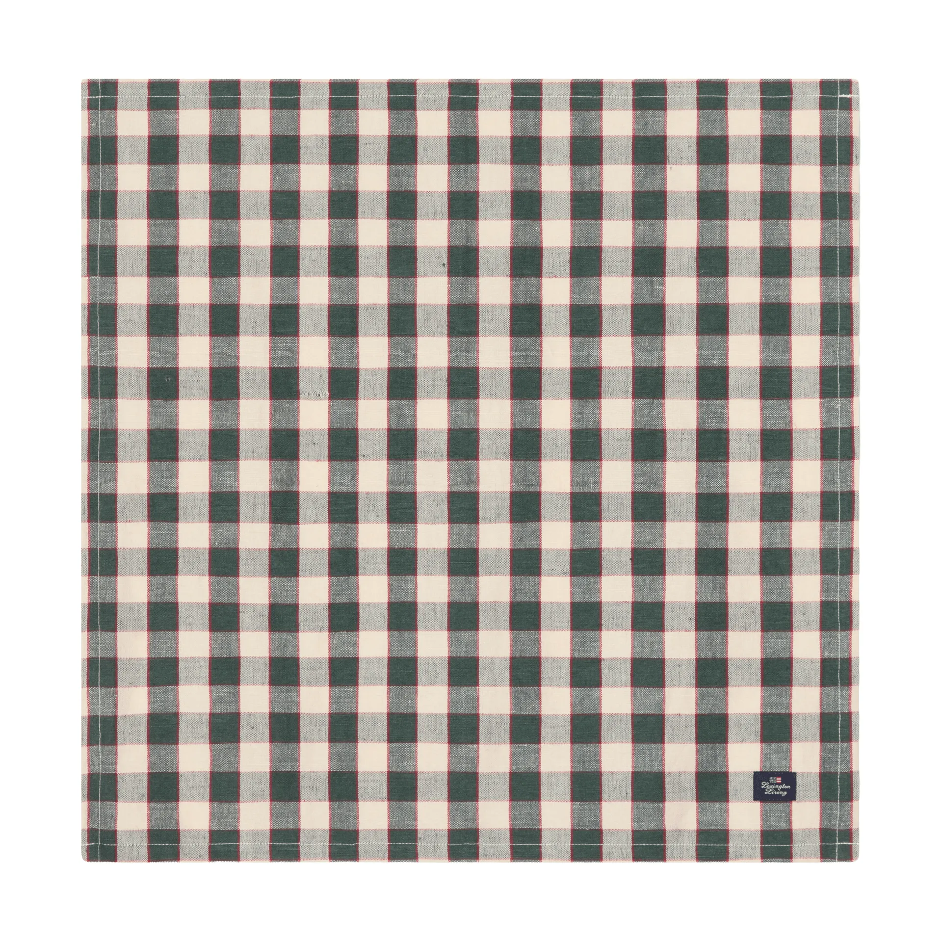 Checked Linen/Cotton stofserviet 50x50 cm, Green-light beige-red Lexington