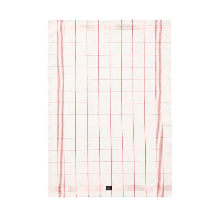 Checked Linen/Cotton viskestykke 50x70 cm, White-red Lexington