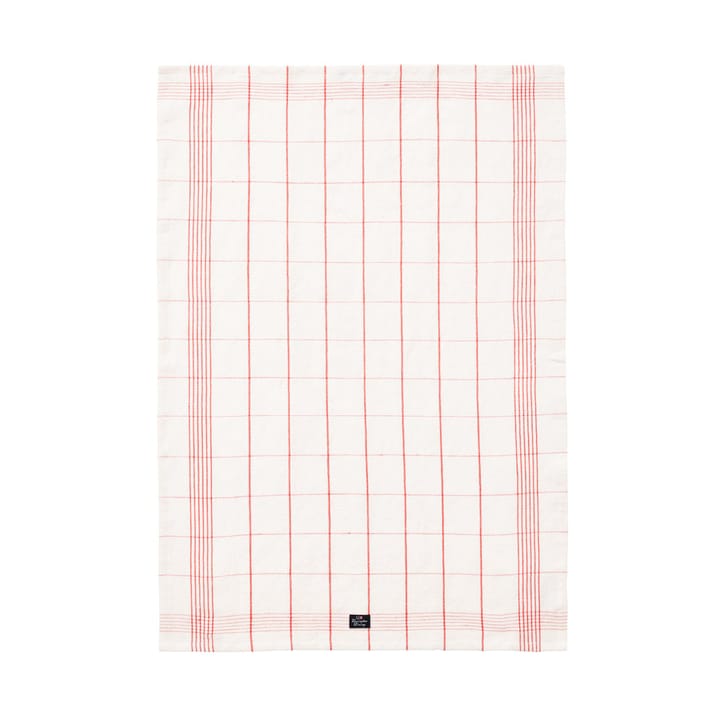 Checked Linen/Cotton viskestykke 50x70 cm - White-red - Lexington