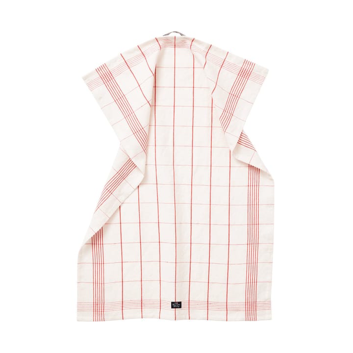 Checked Linen/Cotton viskestykke 50x70 cm, White-red Lexington