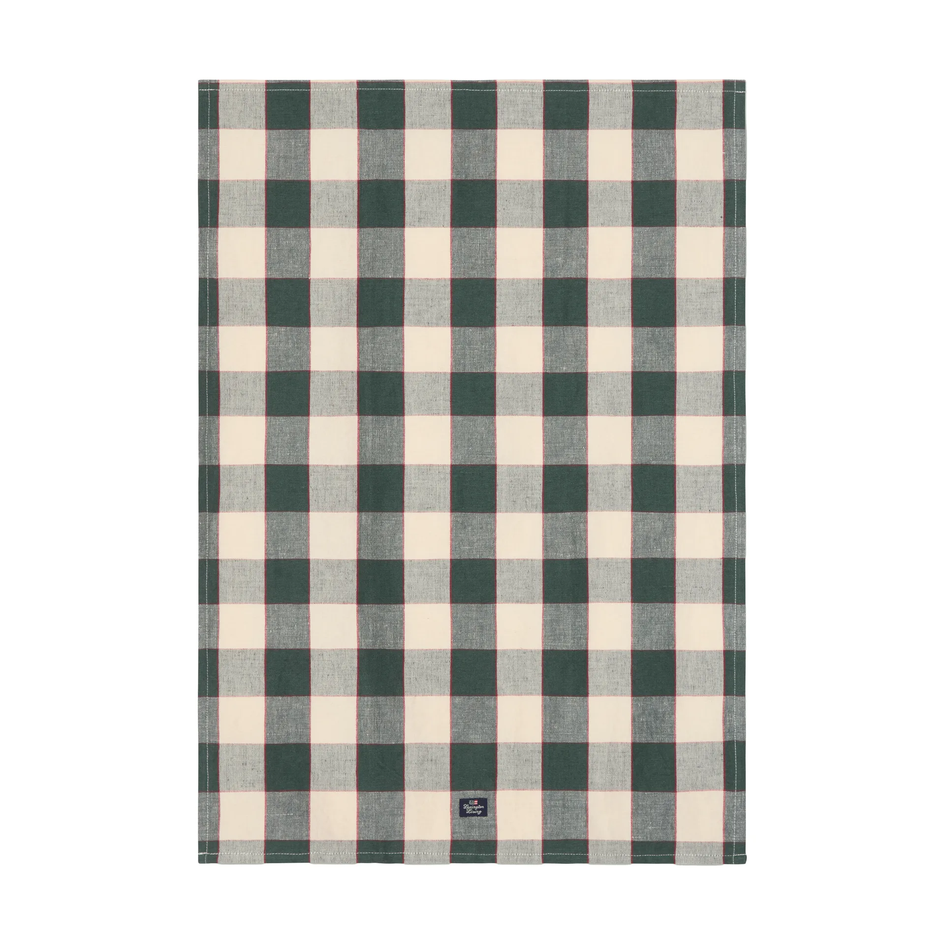 Checked linned/bomulds viskestykke 50x70 cm, Green-light beige-red Lexington