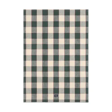 Checked linned/bomulds viskestykke 50x70 cm - Green-light beige-red - Lexington