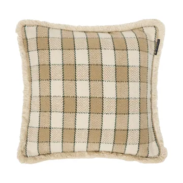 Checked organic cotton fringe pudebetræk - Beige-light beige-green - Lexington