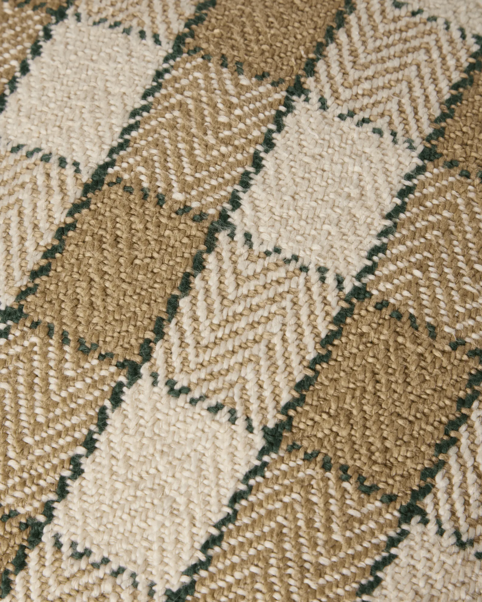 Checked organic cotton fringe pudebetræk, Beige-light beige-green Lexington