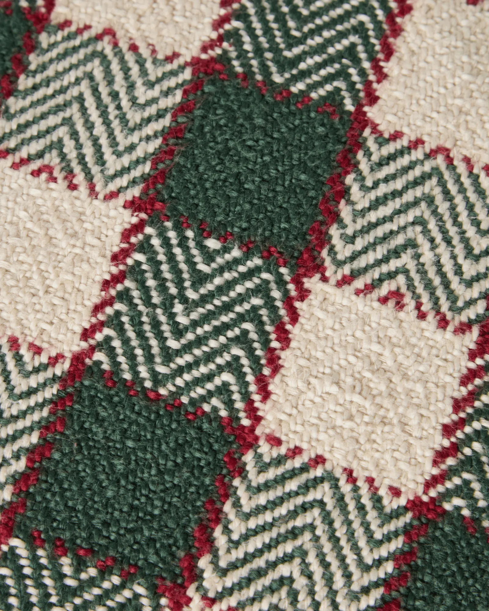 Checked organic cotton fringe pudebetræk, Green-light beige-red Lexington
