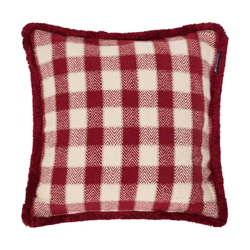 Checked organic cotton fringe pudebetræk - Red-light beige-beige - Lexington