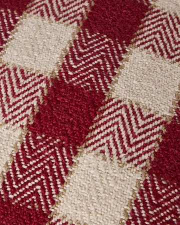 Checked organic cotton fringe pudebetræk - Red-light beige-beige - Lexington