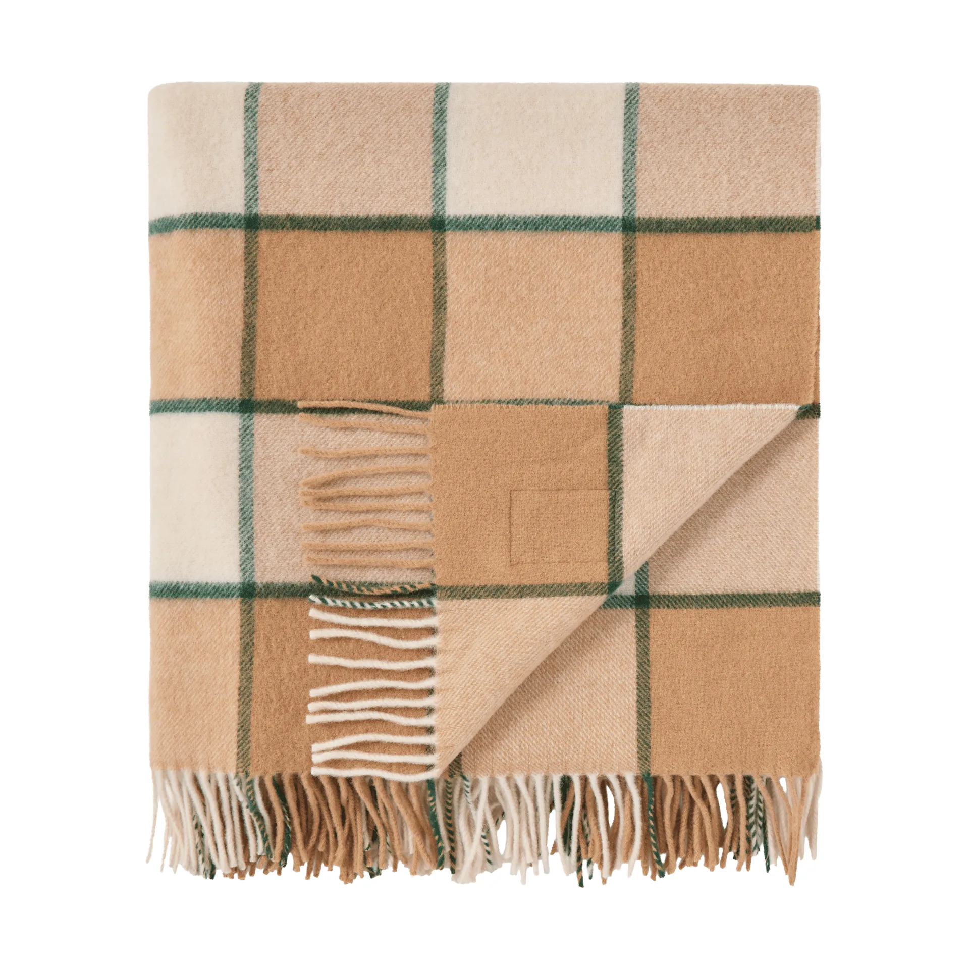 Checked Recycled Wool plaid 130x170 cm, Beige-Light beige-green Lexington