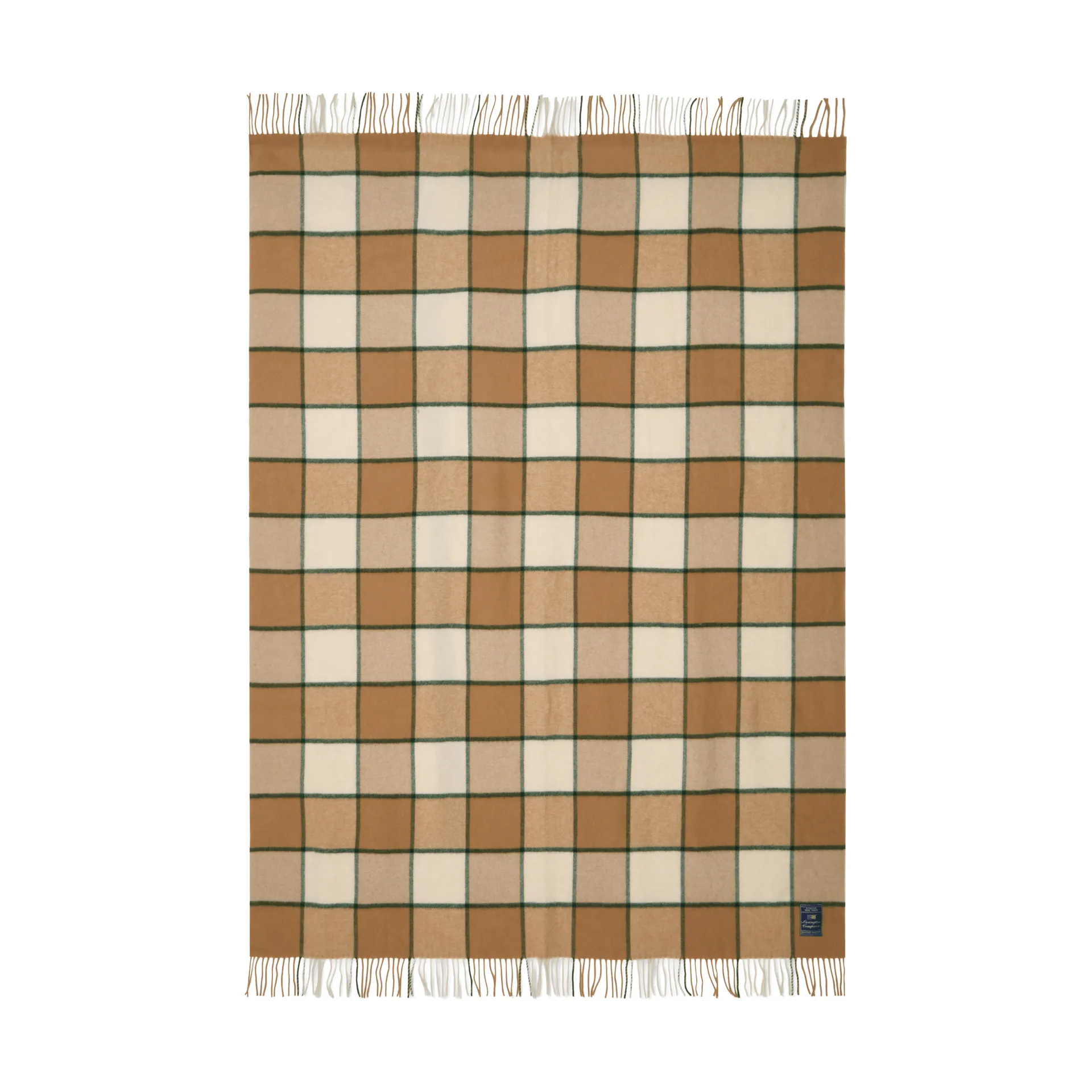 Checked Recycled Wool plaid 130x170 cm, Beige-Light beige-green Lexington