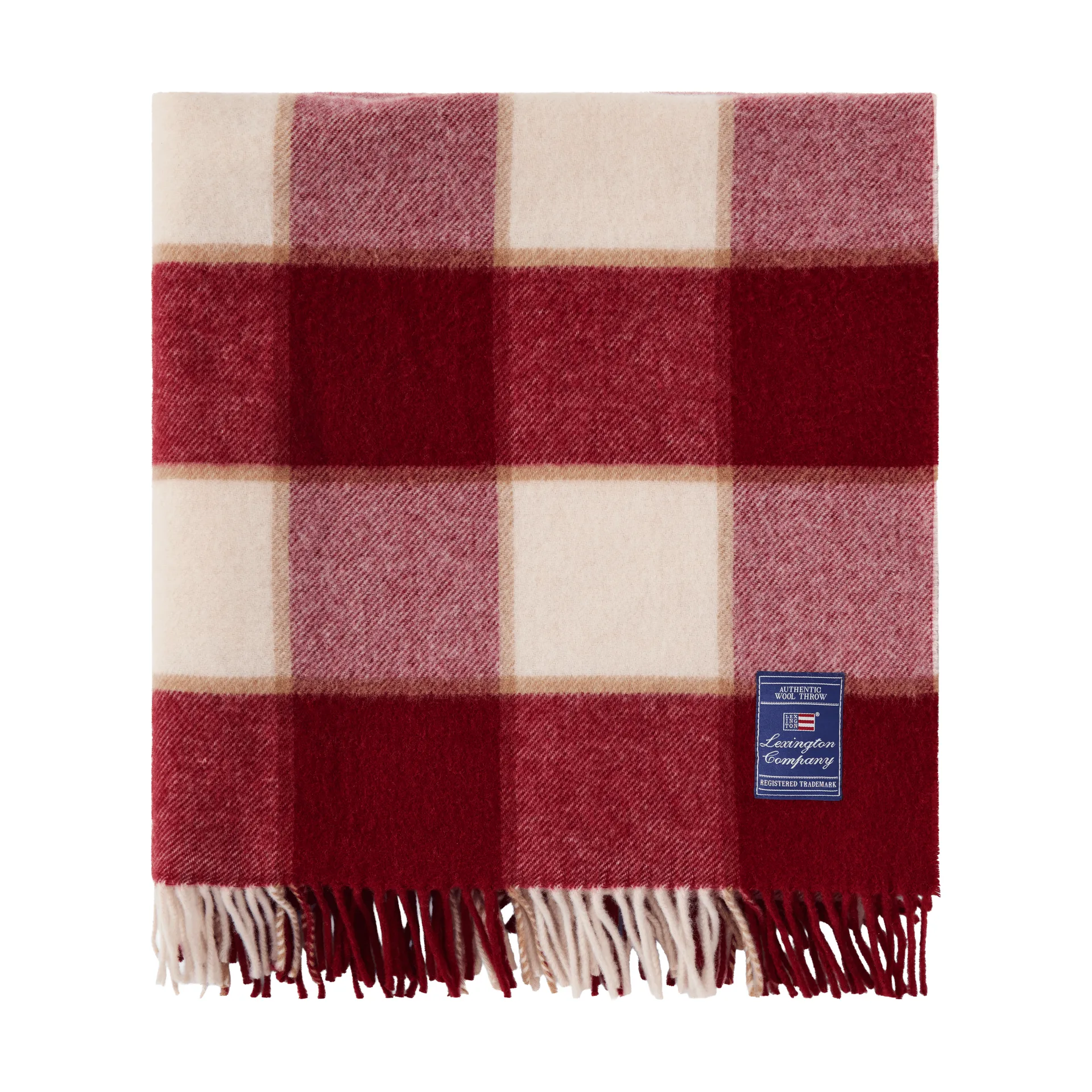 Checked Recycled Wool plaid 130x170 cm, Red-Light beige-beige Lexington