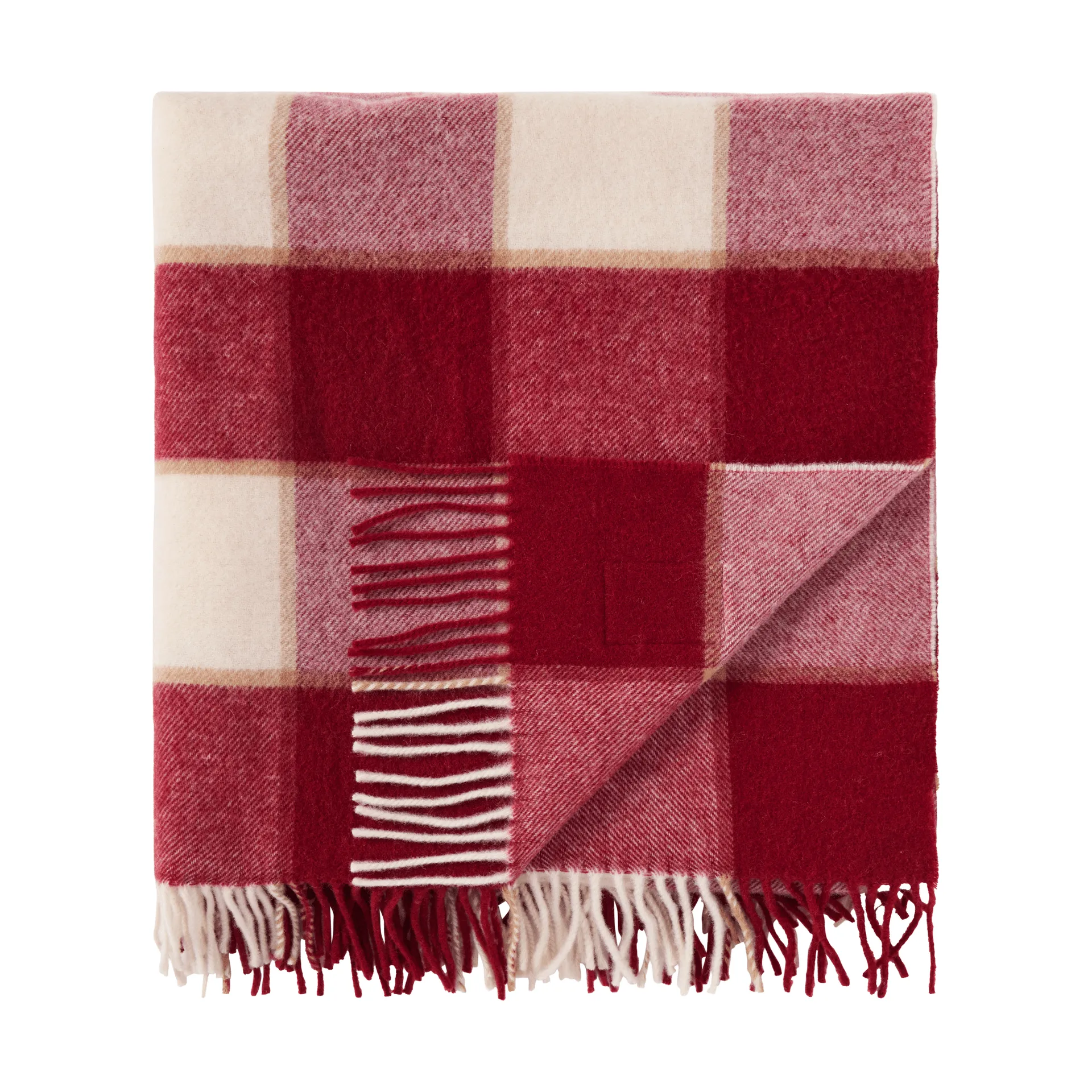 Checked Recycled Wool plaid 130x170 cm, Red-Light beige-beige Lexington