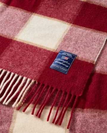 Checked Recycled Wool plaid 130x170 cm - Red-Light beige-beige - Lexington