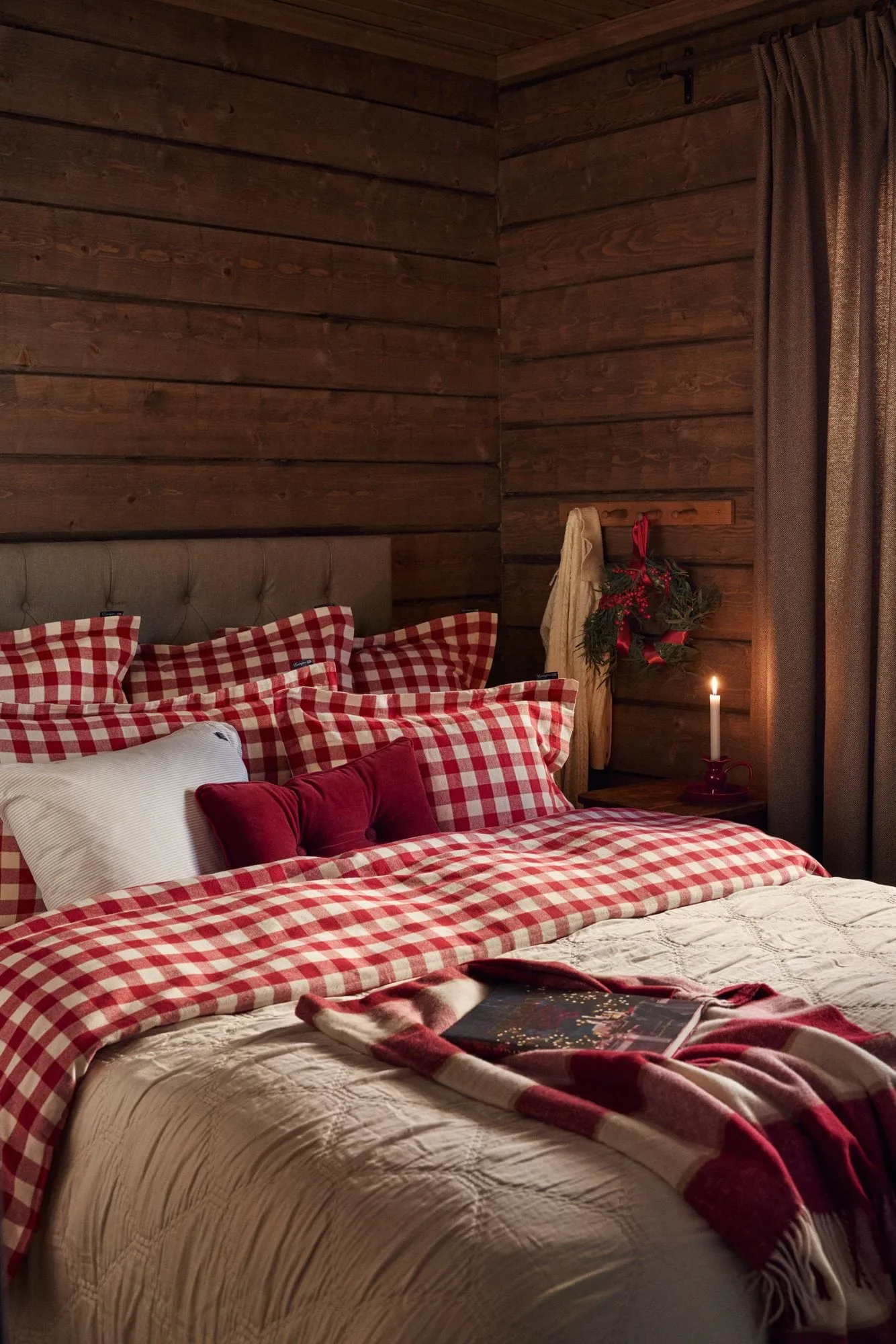 Checked Recycled Wool plaid 130x170 cm, Red-Light beige-beige Lexington