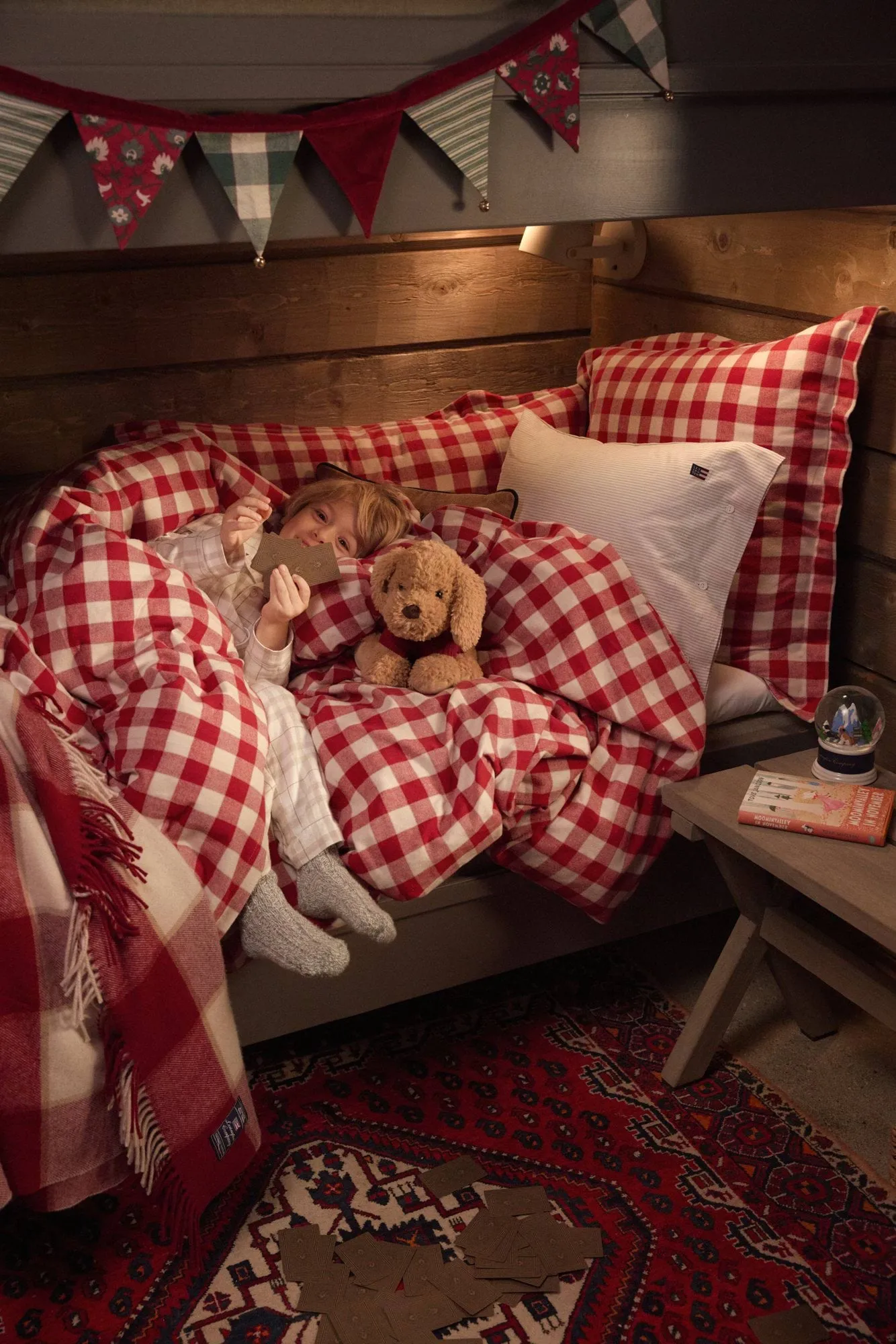 Checked Recycled Wool plaid 130x170 cm, Red-Light beige-beige Lexington