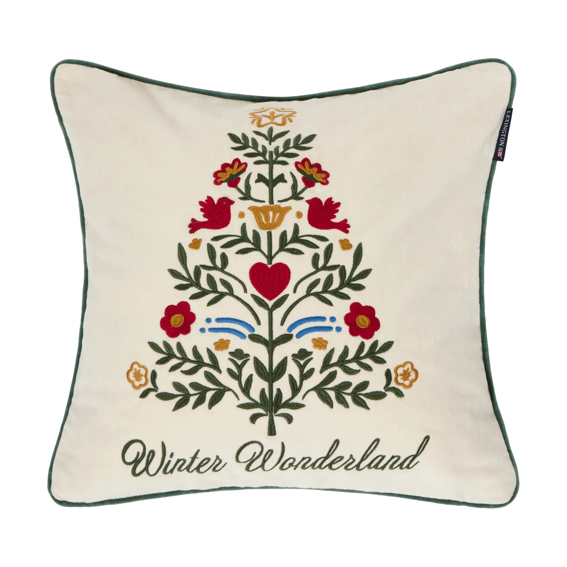 Christmas Tree velvet pudebetræk, Light beige-multi, 50x50 cm Lexington