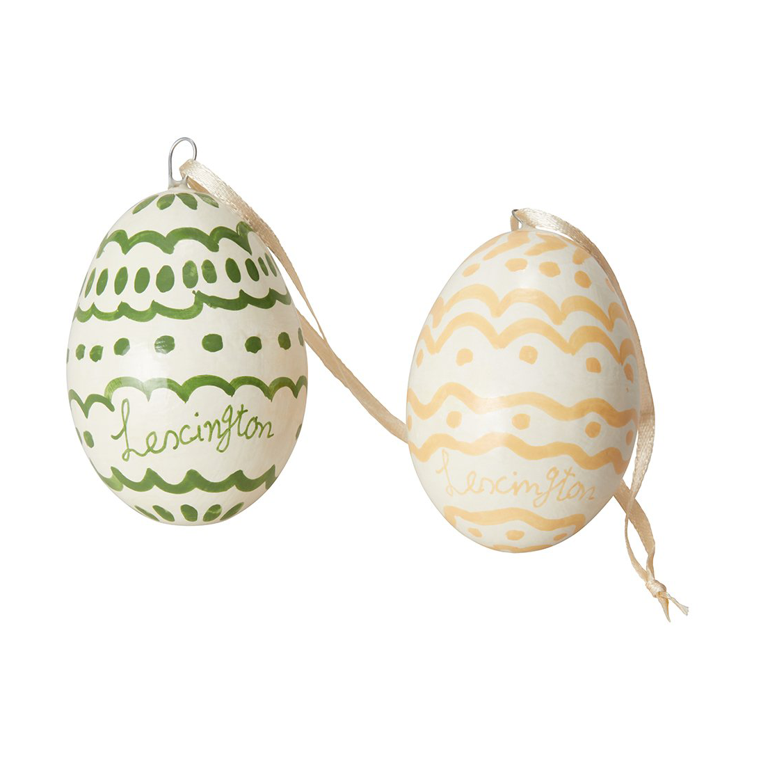 Lexington Easter Eggs in Papier Maché påskeophæng 2-pak Green-yellow