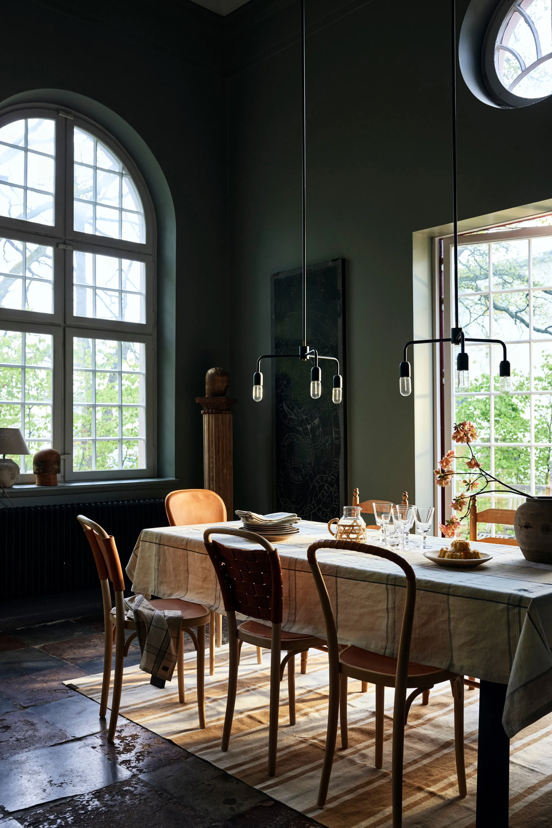 Easter Linen/Cotton borddug 150x250 cm, Yellow-green Lexington