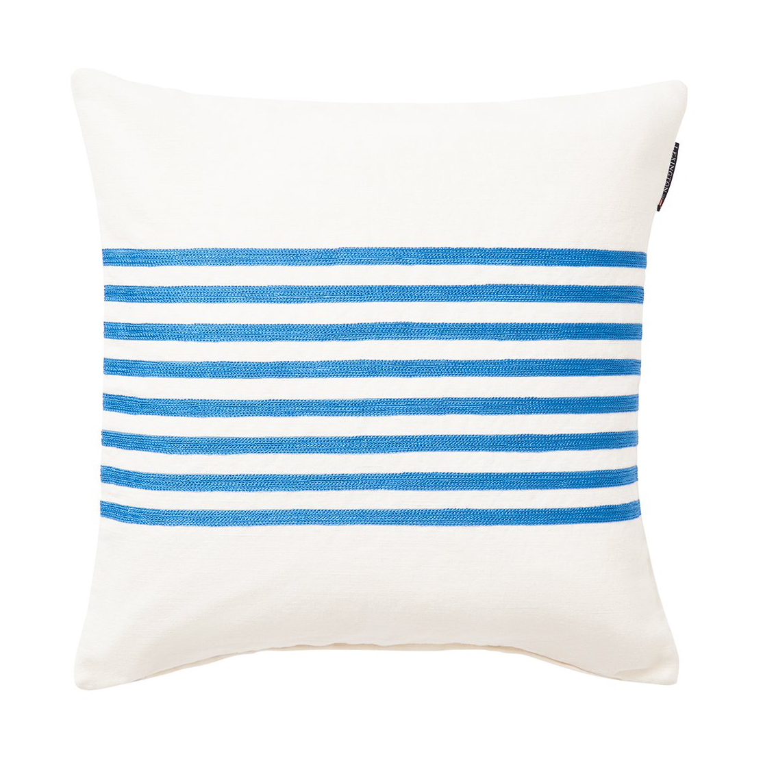 Lexington Emboidery Striped Linen/Cotton pudebetræk 50×50 cm Off White-blue