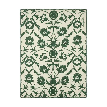 Flower jacquardvævet uldplaid - Green-Light beige - Lexington