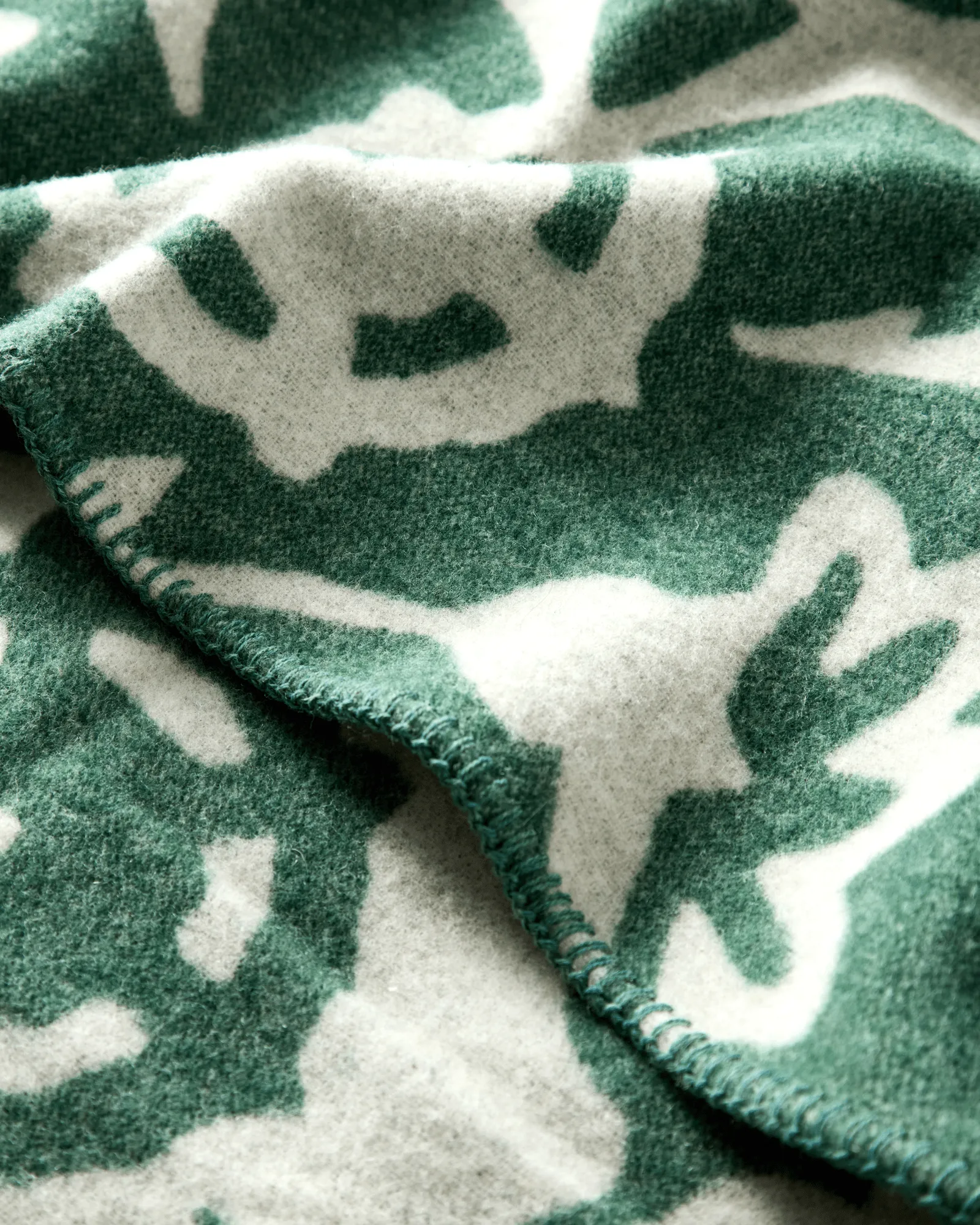 Flower jacquardvævet uldplaid, Green-Light beige Lexington