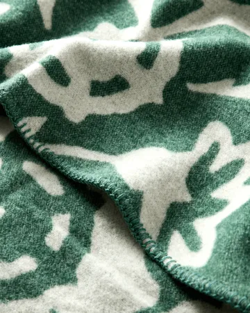 Flower jacquardvævet uldplaid - Green-Light beige - Lexington