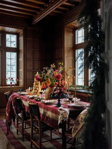 Flower linen-cotton serviet 50x50 cm - Hvid-rød - Lexington