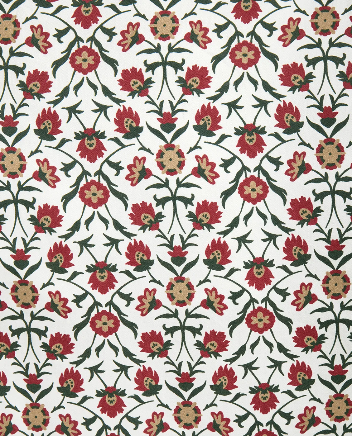 Flower printed cotton sateen pudebetræk 50x60 cm, White-red-green-beige Lexington