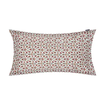Flower printed cotton sateen pudebetræk 50x90 cm - White-red-green-beige - Lexington