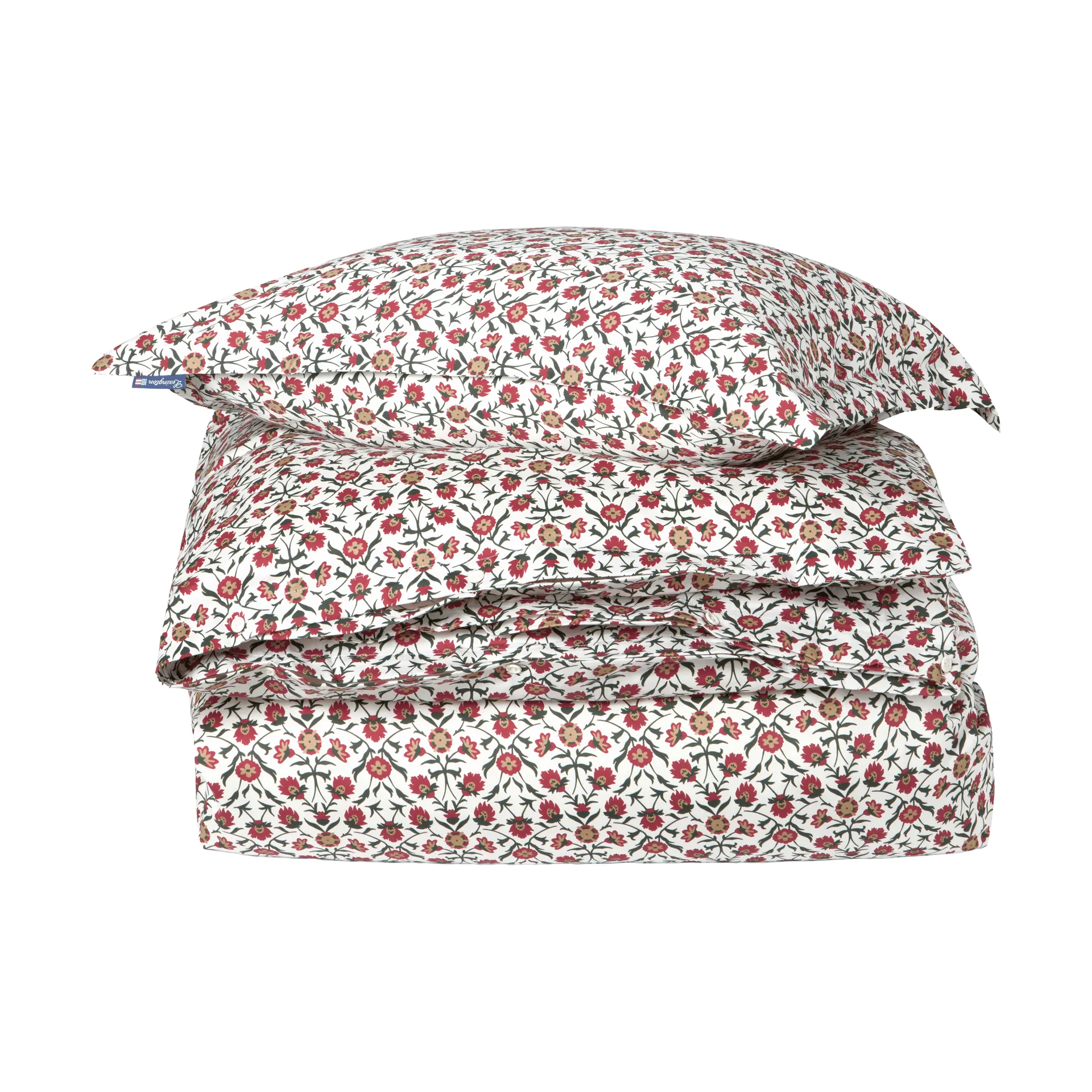 Lexington Flower printed cotton sateen sengesæt White-red-green-beige, 50x60 cm/150x210 cm
